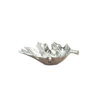 Portland Living Leaf Trinket Dish, 23cm, Elegant Silver Aluminium Tray with Leaf Design