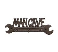 Portland Living Metal Man Cave Wall Hook - Cast Iron Spanner Hook Rack, Industrial Garage Wall Hooks, Rustic Key Holder & Coat Hook