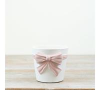 Portland Living Pink Bow Planter - 11.5cm Ceramic Decorative Plant Pot, Trendy Indoor & Outdoor Accent