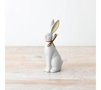 Portland Living White Rabbit Decoration 18cm - Sitting Bunny Figurine with Bow, Cute Easter Home Decor for Shelf, Mantel or Table Display