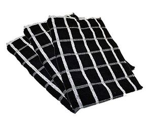 Portland Luxury Waffle Egyptian Tea Towel [3 PACK] 50x70cm Black/White