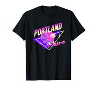 Portland Maine 80s Retro Coastal ME Vacation Souvenir T-Shirt