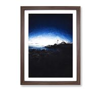Portland Maine Lighthouse Modern Framed Wall Art Print, Ready to Hang Picture for Living Room Bedroom Home Office Décor, Walnut A4 (34 x 25 cm)