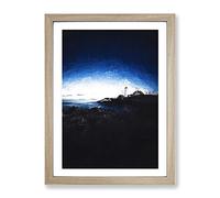 Portland Maine Lighthouse Modern Framed Wall Art Print, Ready to Hang Picture for Living Room Bedroom Home Office Décor, Oak A3 (34 x 46 cm)