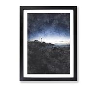 Portland Maine Lighthouse Painting Modern Framed Print | A2 Black Framed Wall Art | Ready to Hang | Modern Cityscape Picture | Living Room Bedroom Lounge Office