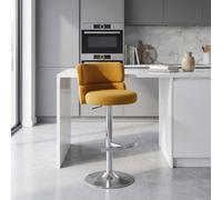 Portland Mustard Upholstered Adjustable Swivel Bar Stool With Chrome Base