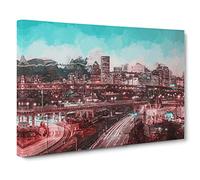 Portland Oregon at Night in Abstract Canvas Print for Living Room Bedroom Home Office Décor, Wall Art Picture Ready to Hang, 30 x 20 Inch (76 x 50 cm)