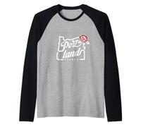 Portland Oregon City of Roses Oregon Map with A Red Rose Raglan Baseball Tee