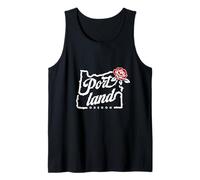 Portland Oregon City of Roses Oregon Map with A Red Rose Tank Top