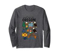 Portland Oregon Old Town Nature Icons Design Long Sleeve T-Shirt