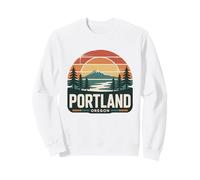 Portland Oregon Sunset Retro Mount Hood Forest Scenic Sweatshirt