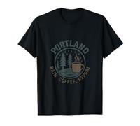 Portland Rain Coffee Repeat PNW Vintage Stamp Graphic T-Shirt