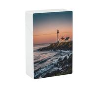 Portland River Lighthouse Sunrise Cigarette Case Stylish Lightweight Pocket Holder Case for Smoke Waterproof Cigarette Dispenser Cigarettes Accessories for Outdoor Camping Hiking