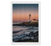 Portland River Lighthouse Sunrise Diamond Painting Kits for Adults Full Drill Diamond Dots Art for Beginners DIY 5d Square Gem Diamond Pictures Art Kits Crafts Home Wall Decoration Gift 8"x12"