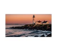 Portland River Lighthouse Sunrise Large Party Banner Sign Wall Hanging Backdrop Banner Birthday Party Backdrops For New Year Graduation Wedding Birthday Party Decor 180x90cm