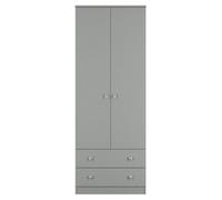 Portland Tall 2 Drawer Wardrobe In Uniform Grey & Dusk Grey (Ready Assembled)