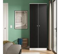 Portland Tall Plain Wardrobe In Black & White Matt (Ready Assembled)