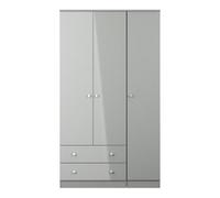 Portland Tall Triple 2 Drawer Wardrobe In Uniform Grey & Dusk Grey (Ready Assembled)