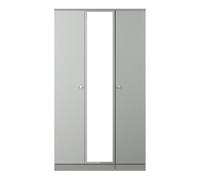 Portland Tall Triple Mirrored Wardrobe In Uniform Grey & Dusk Grey (Ready Assembled)