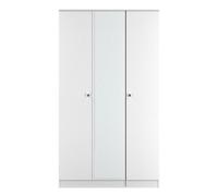 Portland Tall Triple Mirrored Wardrobe In White & White Matt (Ready Assembled)