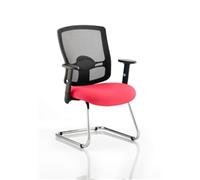 Portland Visitor Chair Cantilever Cherry Colour Seat With A