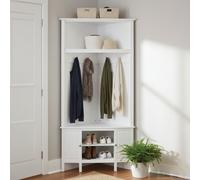 Portland White Wooden Corner Coat Bench