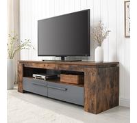 portland wooden tv stand with 2 drawers in rustic oak