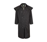Portmann Stockman Unisex Premium Quality Lined Waxed Cape Long Rain Coat Hand Made in UK (L, Brown)