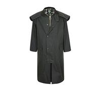 Portmann Stockman Unisex Premium Quality Lined Waxed Cape Long Rain Coat Hand Made in UK (L, Olive Green)