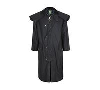 Portmann Stockman Unisex Premium Quality Lined Waxed Cape Long Rain Coat Hand Made in UK (S, Black)