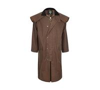 Portmann Stockman Unisex Premium Quality Lined Waxed Cape Long Rain Coat Hand Made in UK (S, Tan)