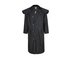 Portmann Stockman Unisex Premium Quality Lined Waxed Cape Long Rain Coat Hand Made in UK (XS, Black)