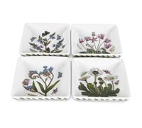 Portmeirion Botanic Garden 3" Square Mini Dipping Dishes - Set of 4 | Assorted Floral Motifs | Fine Porcelain | Chip Resistant Glaze | Dishwasher, Microwave, Freezer, Oven Safe