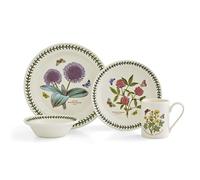 Portmeirion Botanic Garden 4 Piece Place Setting | Dinner Service for One with Assorted Motifs | Made in England from Fine Earthenware | Dishwasher Safe