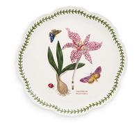 Portmeirion Botanic Garden Lotus Blossom Large Round Platter, 13.5-Inch - Meadow Saffron Design with Laurel Leaf Border, Ideal for Appetizers, Charcuterie or Desserts - Dishwasher Safe Porcelain