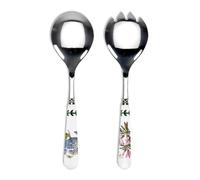 Portmeirion x Botanic Garden Set of 2 Salad Servers - Stainless Steel Serving Utensils with Multi-Colour Porcelain Handles, Durable and Stylish for Tossing and Serving Salads