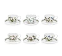Portmeirion Botanic Garden Teacup and Saucer New Motifs (Set of 6)