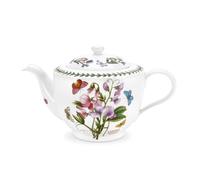Portmeirion x Botanic Garden Teapot - Elegant 2 Pint Floral White Tea Pot, Traditional Shape, Durable Made in England Earthenware, Suitable for Afternoon Tea, Office, Outdoor Use or Entertaining