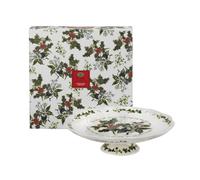 Portmeirion The Holly & Ivy Pierced Footed Cake Plate, Multi-Colour, 26 cm