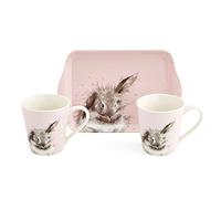 Portmeirion Home & Gifts Ceramic Wrendale Designs Bathtime Rabbit Pink Mug and Tray Set by Royal Worcester (X0011659113)