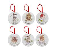Portmeirion Home & Gifts Christmas Decorations Set of 6, Porcelain, Multi Colour, 3.2 x 7 x 7 cm