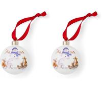 Portmeirion Home & Gifts Gathered All Around (Snowman) -Bone China, Christmas Bauble, Multi-Colour Colour, 9 (Pack of 2)