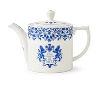 Portmeirion Home & Gifts KCC00600 Spode King Charles III Coronation Teapot 1.1L, Blue & White Pattern UK Made