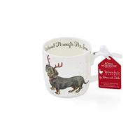 Portmeirion Home & Gifts MMOC5629-XS Dachshund Snow Mug, Bone China, Multi-Colour, 8.5 x 12 x 8 cm