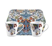 Portmeirion Home & Gifts Mug and Tray, Multi-Colour, 3 Piece Set