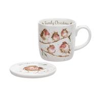 Portmeirion Home & Gifts Mug & Coasters-Family Christmas (Birds), Bone China, Multi-Colour, 2 Count (Pack of 1) 325 liters