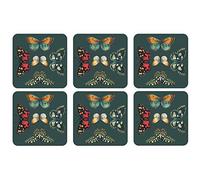 Portmeirion Home & Gifts Set of 6 Coasters, Cork, Multi Coloured, 10.5 x 10.5cm