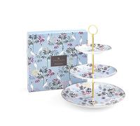 Sara Miller India Collection 3 Tiered Cake Stand Crane Garden Sky Blue