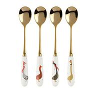 Portmeirion Home & Gifts SMGE1101-XG Tea Spoons S/4 Boxed Set, White/Gold