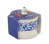 Portmeirion Home & Gifts Spode King Charles III Coronation Lidded Covered Sugar Bowl 280ml, Blue & White Pattern UK Made